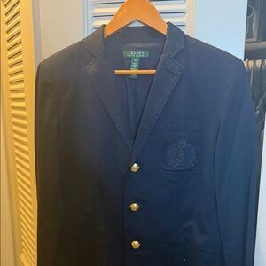 Lauren Ralph Lauren Navy Blazer with Embroidered Crest and Gold Buttons
